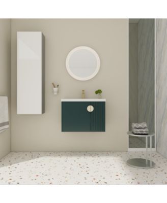 + 1 Pc. + Ceramic + Soft-Close Doors + Wall-Mounted Vanity