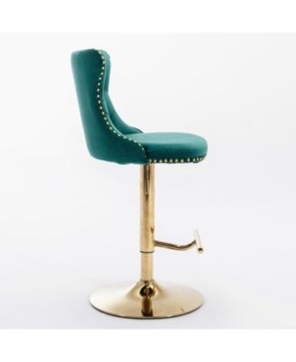 Adjustable Swivel Velvet Bar Stools Set of 2