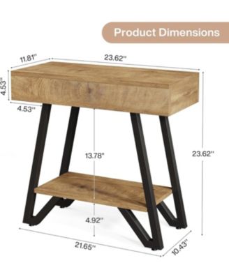 End Side Table for Living Room, Narrow Couch Arm Side Table with Storage Shelves, Small Bedside Nightstand