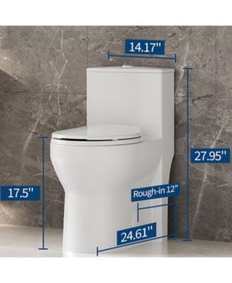 17.5 Inch Tall Toilet, One-Piece Round Toilet with ADA Comfort Chair Height Seat, Powerful 0.8/1.28L GPF Dual Flush