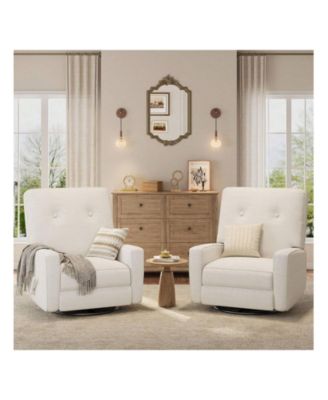 Recliner Chair 360 Degrees Swivel Rocking Glider Chair with Adjustable Backrest & Footrest Cozy Corduroy Upholstered Armchair for Living Rooms