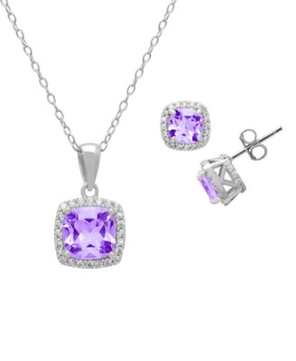 2-Pc. Blue Topaz (4-1/2 ct. t.w.) and White Topaz (0.64 ct. t.w.) Pendant Necklace & Matching Earrings Set in Sterling Silver