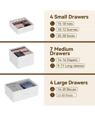 15-Drawer Modern Tall Dresser, 48" Fabric Storage Chest, Steel Frame, Wood Top, Bedroom, Closet, Living Room