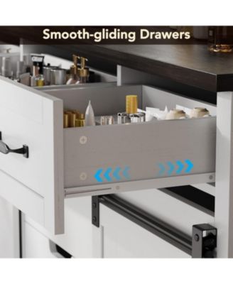 6-Drawer Farmhouse Dresser with Sliding Barn Doors, Rustic Wood Chest TV Stand, Bedroom, Living Room Organizer