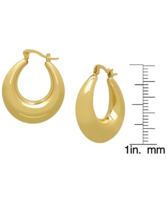 14k Gold Plated Brass Domed Hoop Earrings