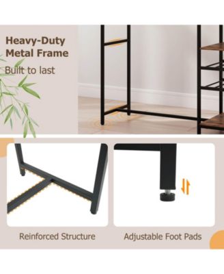 48" Long Bar Table with Storage Shelves Wine Racks & Stemware Holders for Kitchen