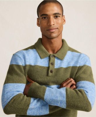 Men's Long Sleeve Fuzzy Sweater Polo