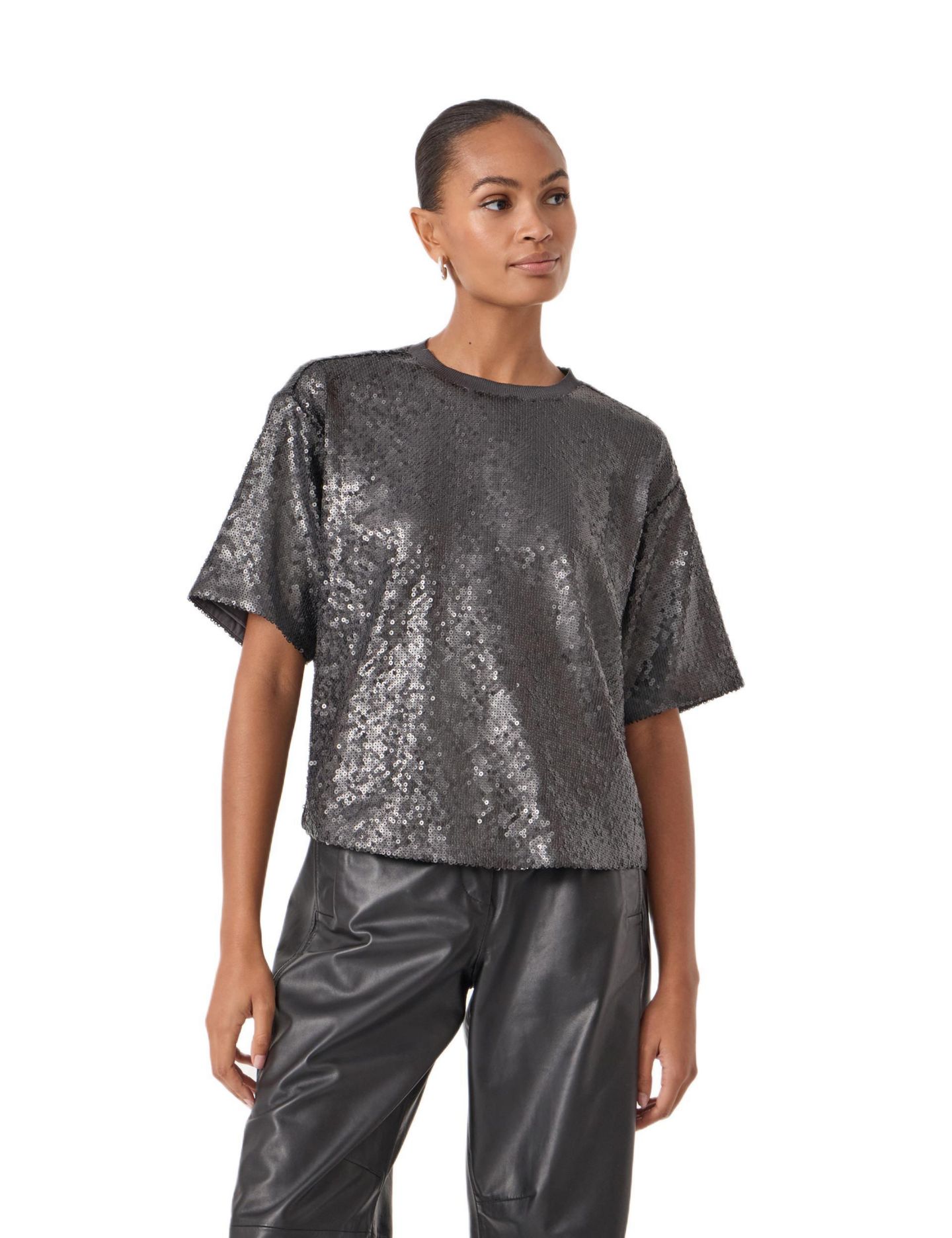 Женская футболка Hush Holly Matte Sequin, цвет: Графитовый металлик серый — фото 1