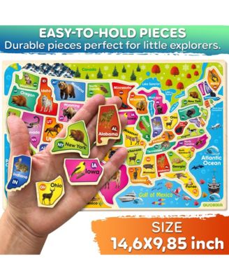 Magnetic Realistic Puzzles States Map for Kids 4-6 Years - Montessori Toys Geography Learning