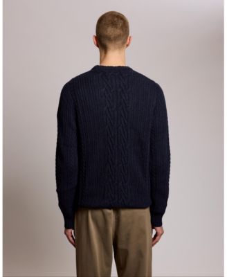 Men's Ribbed Cable Knit Long Sleeve Sweater