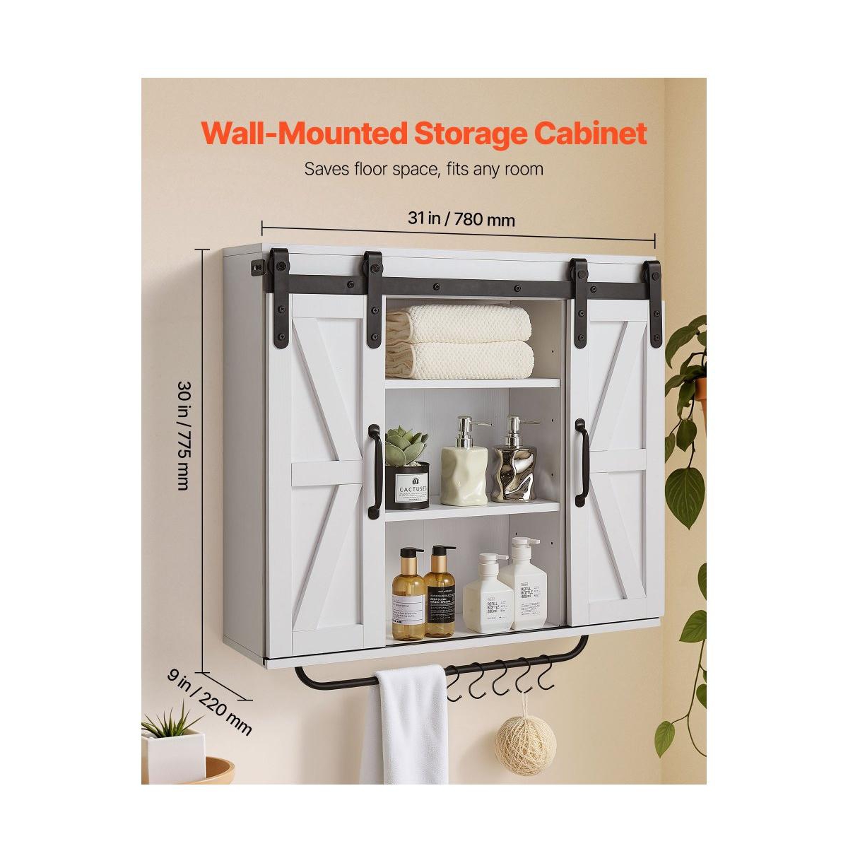 Slickblue Bathroom Wall Cabinet with Towel Bar and Medicine Storage