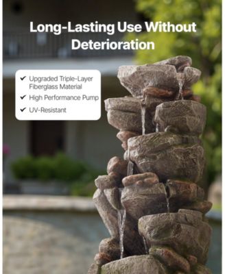 Outdoor 7-Tier Rock-Shaped Cascading Water Fountain