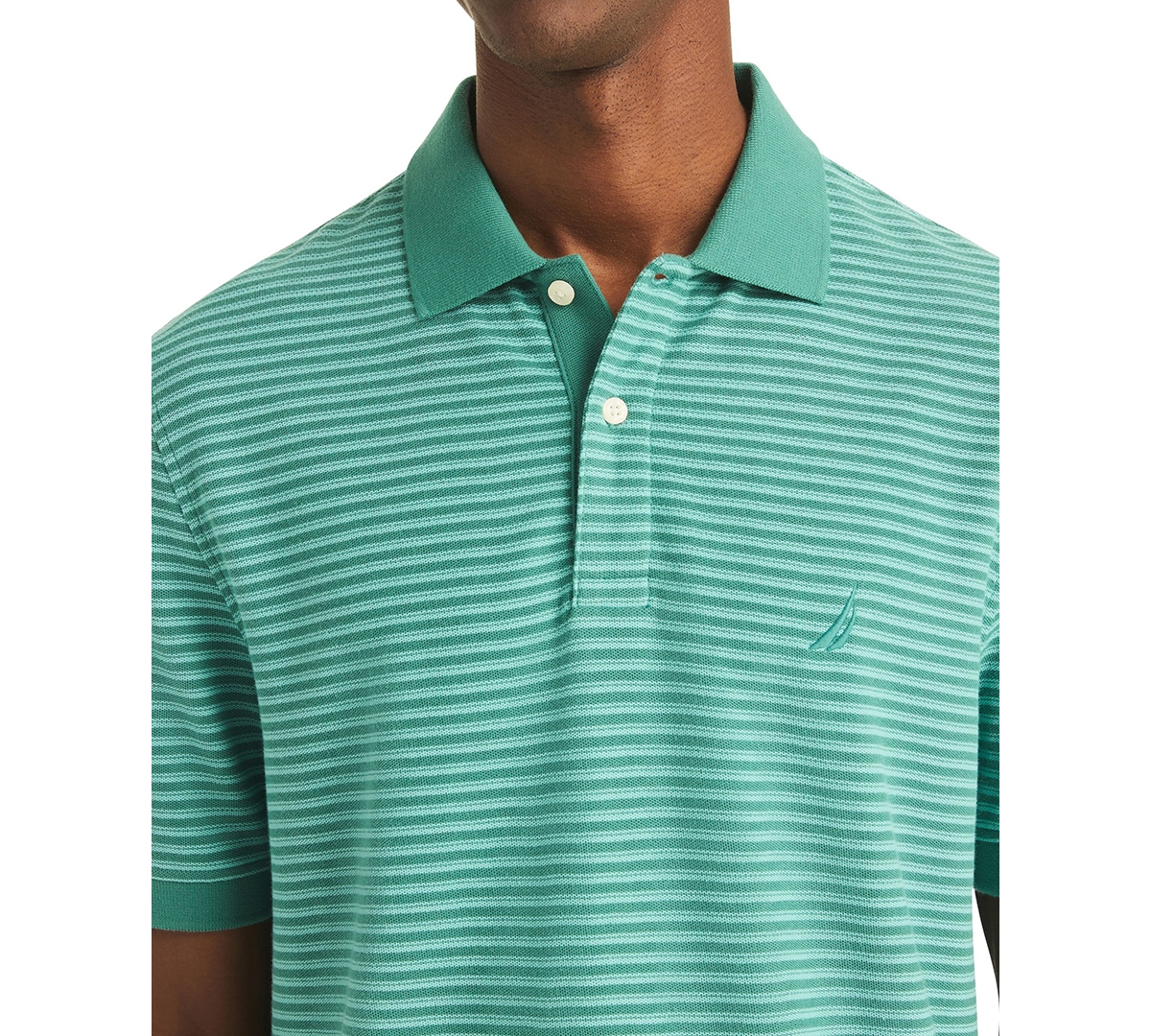 Nautica Men's Striped Spread Collar Polo Shirt