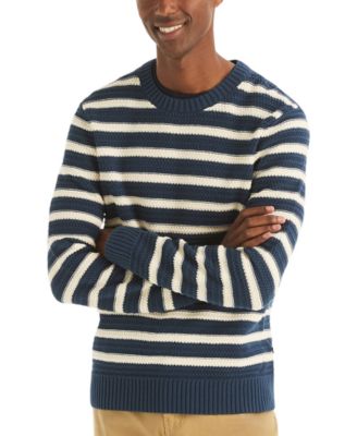 Men's Textured Striped Crewneck Sweater