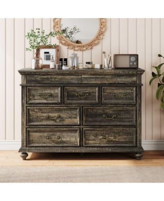 9-Drawer Farmhouse Dresser, Modern Wood Chest, Rustic Handles, Jewelry Storage, Organizer for Bedroom, Living Room
