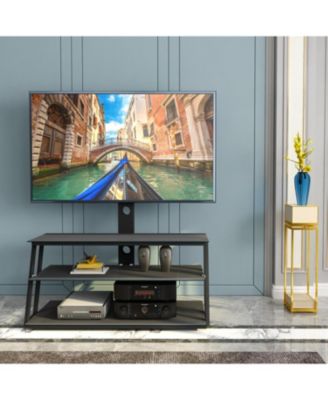 Glass TV Stand with Angle and Height Adjustment