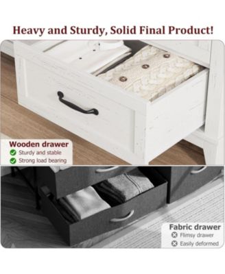 6-Drawer White Wooden Dresser, 47" Freestanding Storage Chest for Bedroom, Living Room