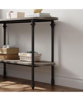 43.3" Brown Entryway Console Table with Two-Tier Storage, Sturdy Sofa Table, Narrow Hallway