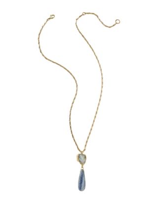Emilie Shapiro Kyanite and Aquamarine Brass Pendant Necklace