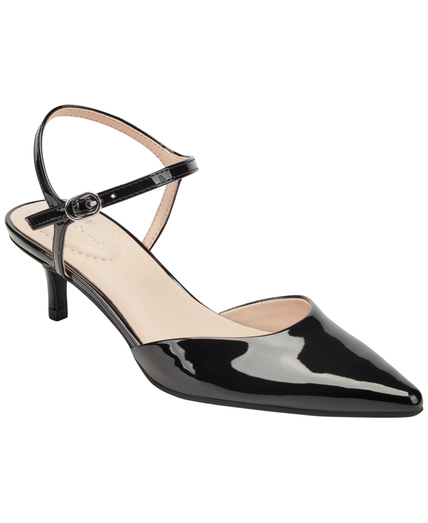 Женские туфли Bandolino Rose Ankle Strap Kitten Heel Pumps, цвет: Чёрный лаковый — фото 1