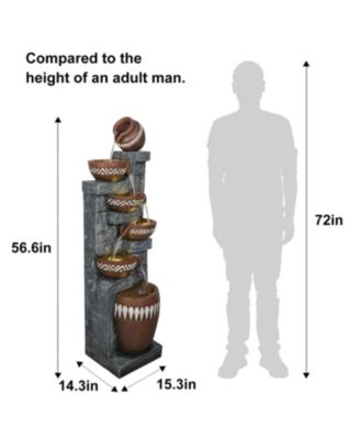 56.6"H Outdoor Indoor Water Fountain - 6-Tier Poly-Resin LED Waterfall Fountain for Garden, Patio, Yard & Home Decor