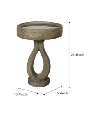 21.8” Concrete Birdbath – Modern Outdoor Garden Pedestal Statue for Patio, Yard & Contemporary Garden Decor, 15.7”Dia X 21.8”H