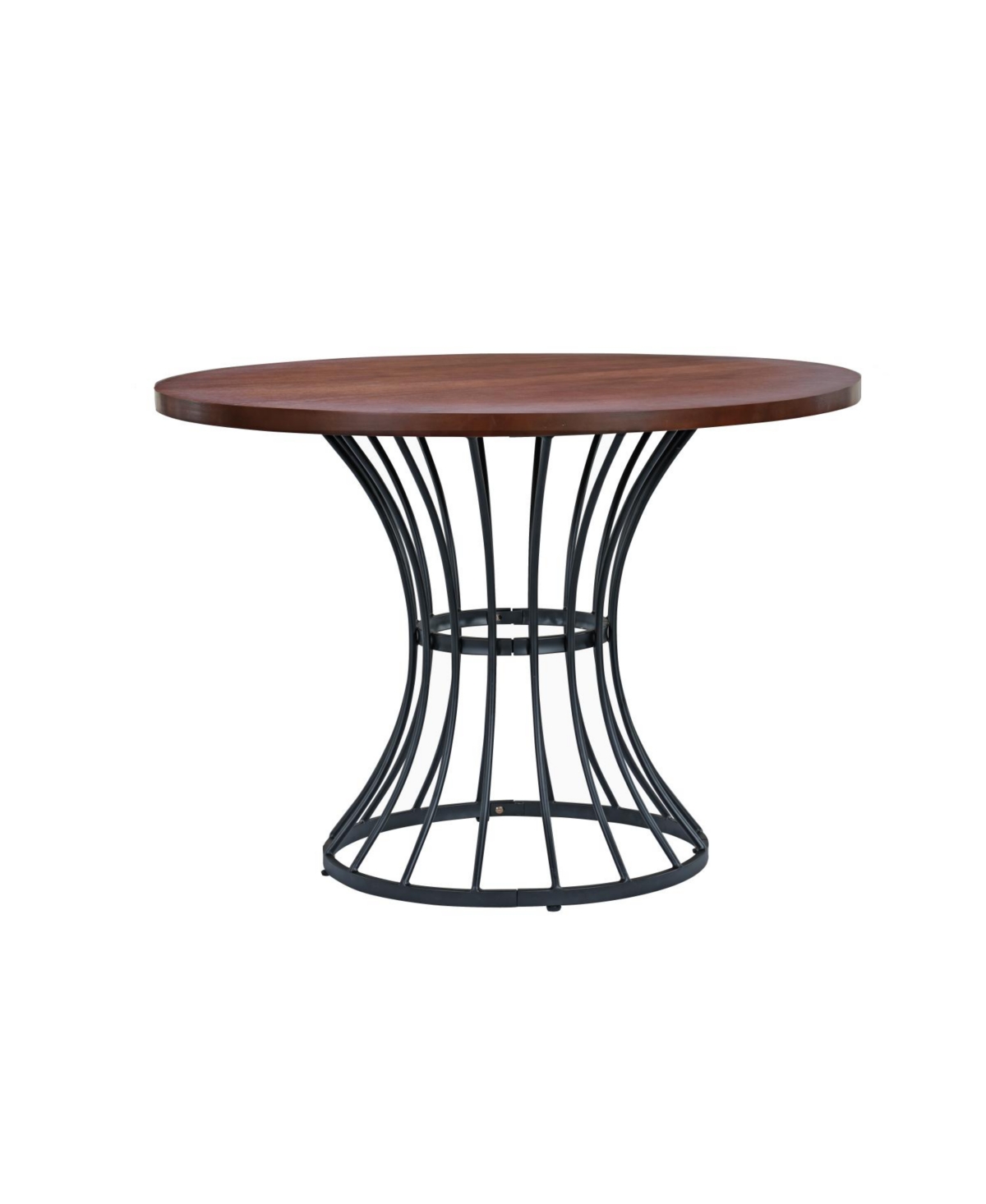 Streamdale Furniture Streamdale Oak Veneer 42" Round Dining Table - Wrought Iron Base, Rustic-Modern