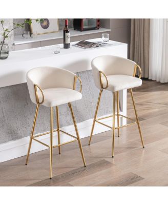 30 Inch Set of 2 Bar Stools Beige