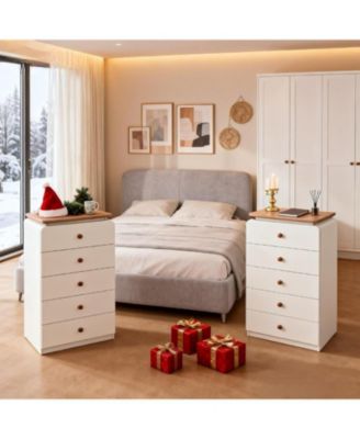 White Storage Cabinet with 5 Drawers, Vertiacl Drawer