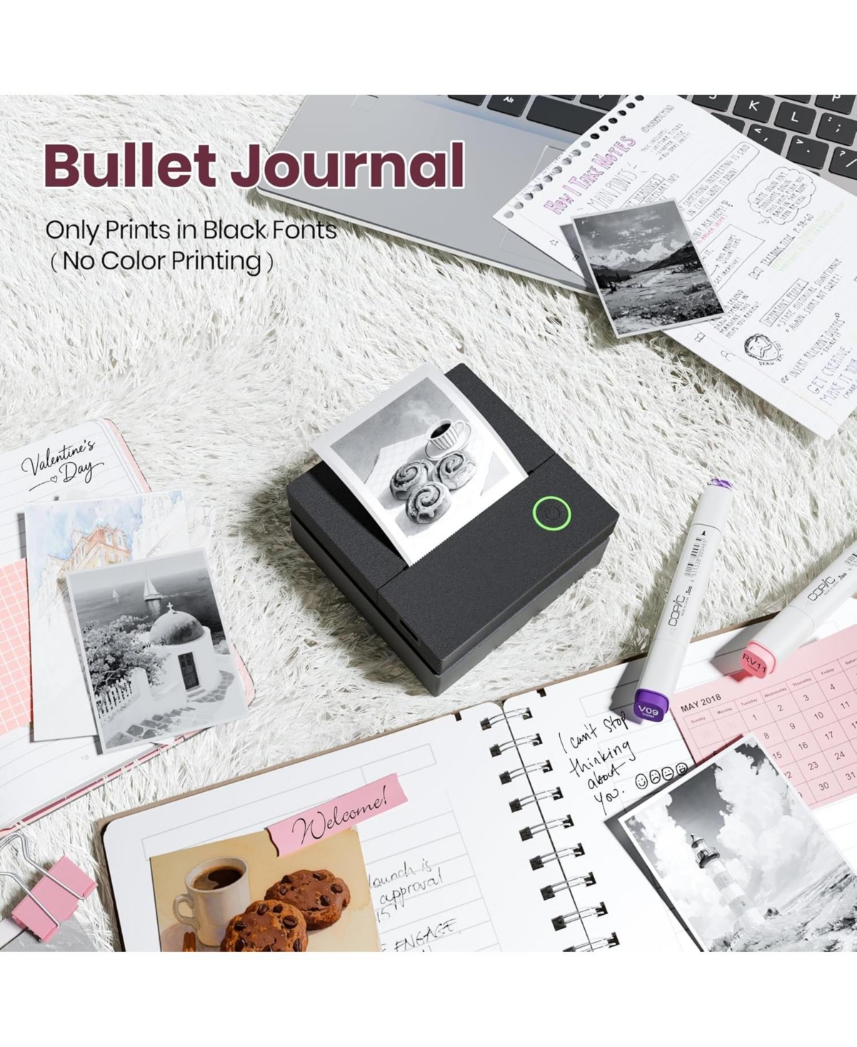 Swifint PM290C Inkless Sticker Maker: Portable Bluetooth printer with 3 paper rolls. Creates notes, journal labels. Perfect gift for school/office.