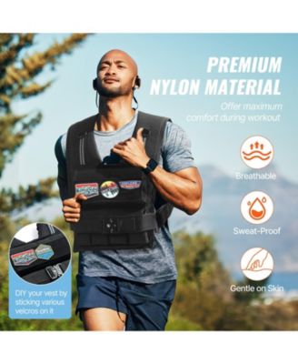 Adjustable Weighted Vest, 35 lb Vest with Iron Weights, Shoulder Pad and Reflective Stripe for Strength Training