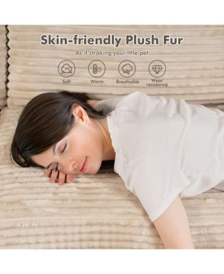 128'' Modular Sectional Sofa Couch, 5-Piece Comfy Corduroy Fabric Couch for Living Room, Modern L-Shaped Deep Seat Sofa with Chaise Ottoman