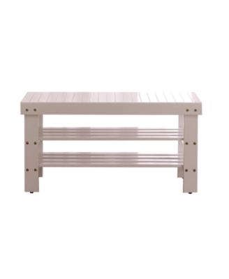 Pina Quality Solid Wood Shoe Bench, White Finish