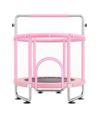 55" Kids Trampoline with Net and Basketball Hoop Pink