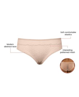 Women's Luxlacy Pretty Lace And Mesh Hipster Panty With Extended Cameo Rose