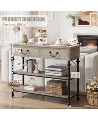 Entryway Console Table with 2 Drawers, Narrow Storage Table, Small Hallway Organizer, Shelves