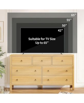 7-Drawer Modern Bedroom Dresser in Natural Oak, Closet Storage Cabinet Organizer