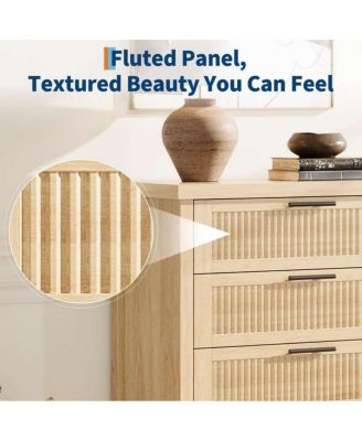 4-Drawer Modern Fluted Dresser Bedroom Chest, Fluted Drawers with Metal Handle, Large Storage Cabinet for Nursery, Living Room