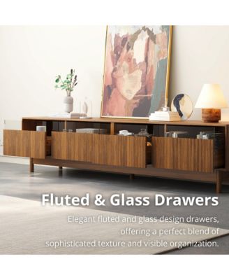 78" Cabinet TV Stand with Glass and Drawer