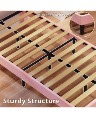 Twin XL Bed Frames with LED Light Headboard and Heavy Duty Supports, No Box Spring Need, Noise Free, Easy Assembly, Pink