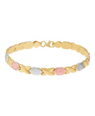 Lobster Clasp Stampato Chain Bracelet in 14k Gold Plated Sterling Silver