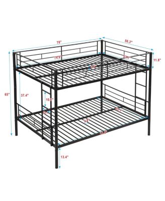 Full Over Full Metal Bunk Bed with Trundle, No Box Spring Needed, Easy Assemble Black