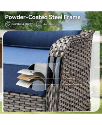 Crescent Swivel Glider Wicker Patio Conversation Set with Olefin 6 In. Thick Cushions/End Table (3-Piece)