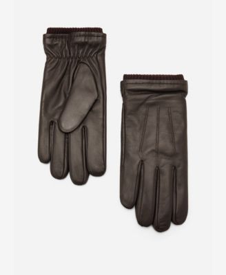 Men's Ruffled Detail Leather Gloves