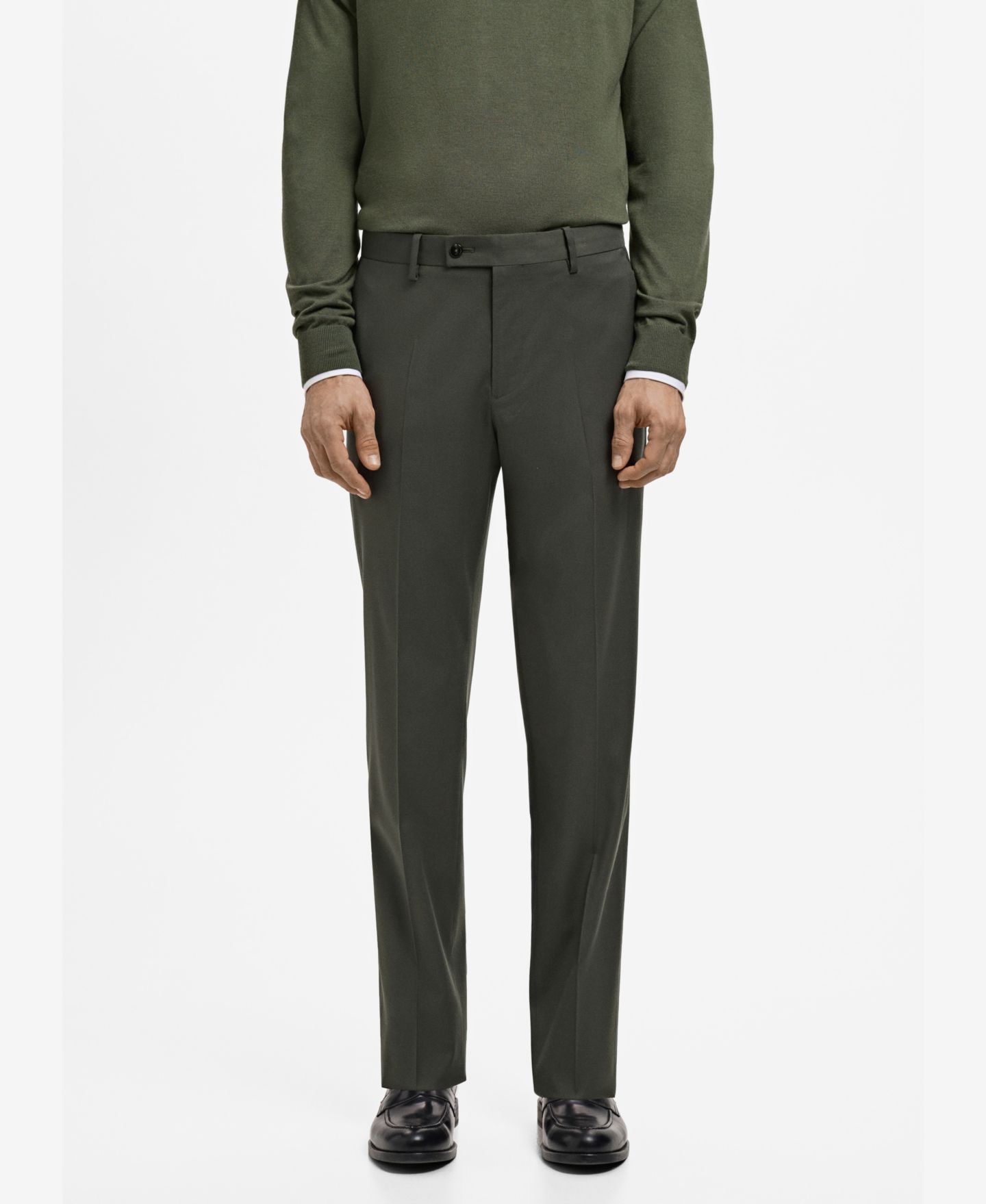 Мужские брюки MANGO Milan Slim-Fit Suit, цвет: Хаки — фото 1