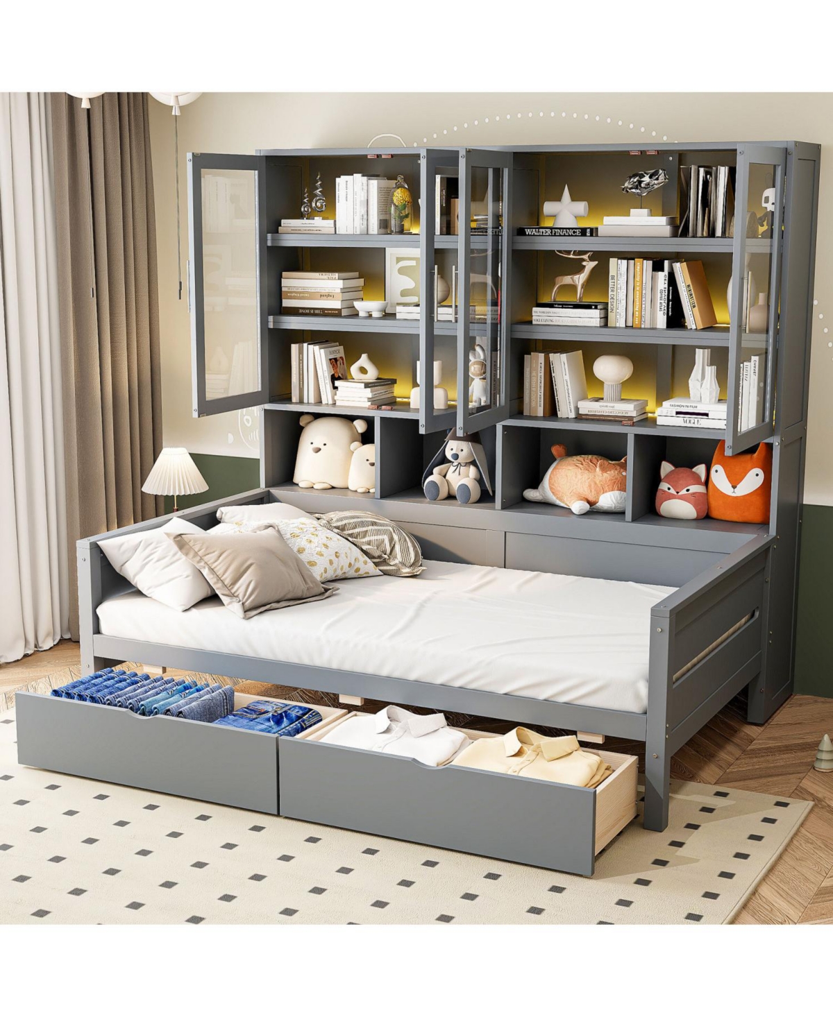 Streamdale Furniture Streamdale Twin Daybed w/ Storage, Led & Shelves