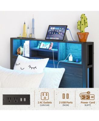 Twin Storage Bed Frame with Headboard, Charging, and Bookcase