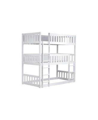Triple Twin Rubberwood Bunk Bed, Ladders
