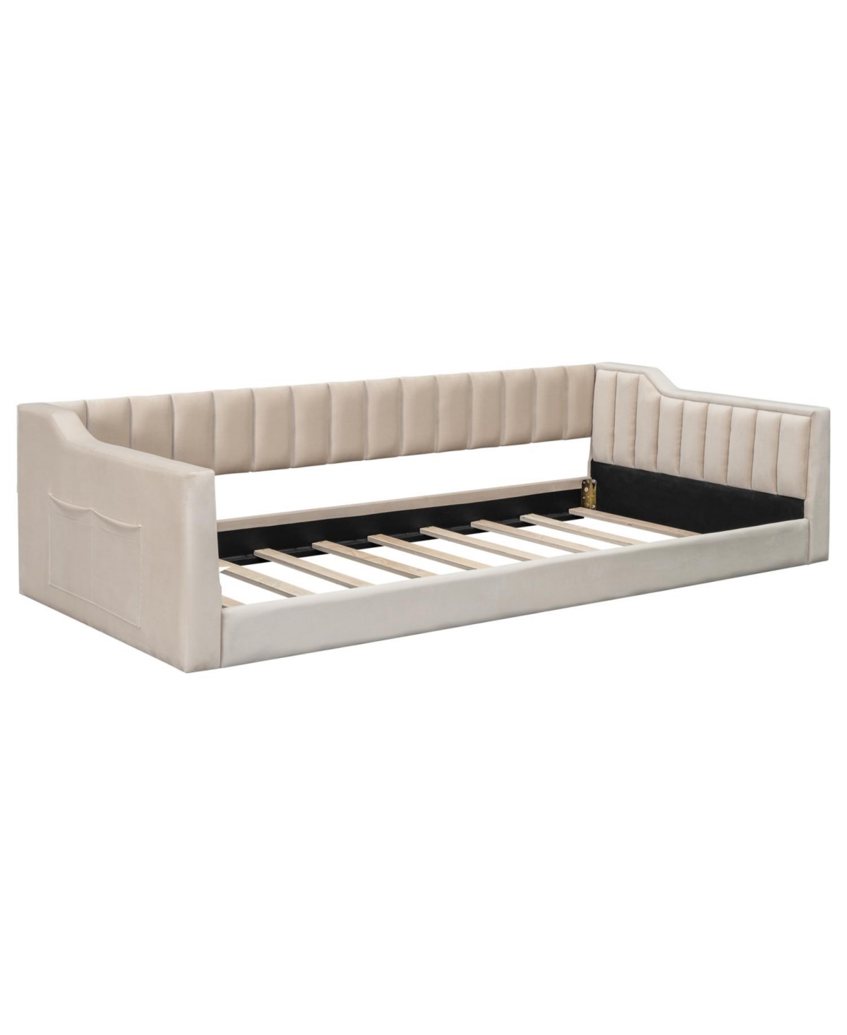 Streamdale Furniture Twin Xl Size Upholstery Daybed and Side Storage pocket,Beige