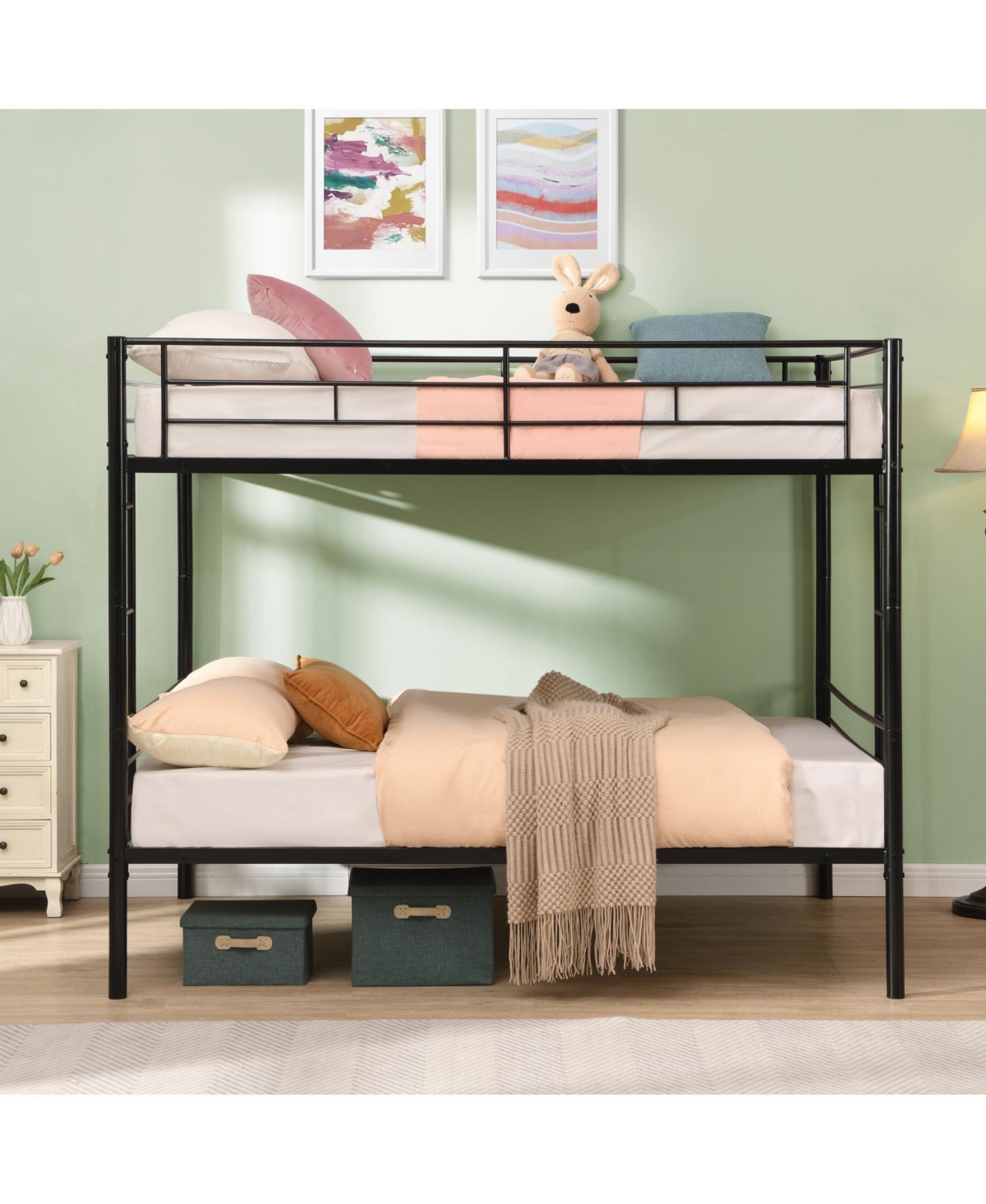 Streamdale Furniture Full Over Full Metal Bunk Bed, No Box Spring Needed, Easy Assemble